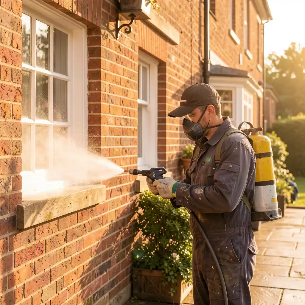 Team member pressure washing