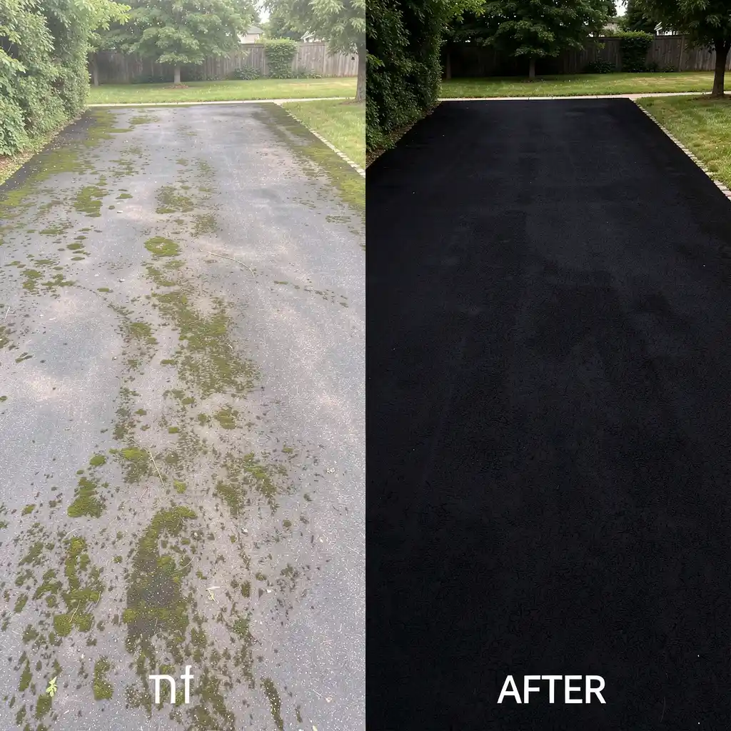 Driveway cleaning before and after